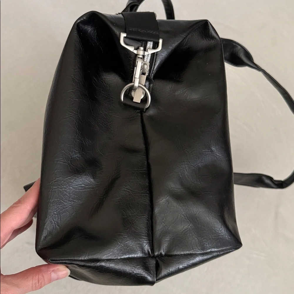 John Varvatos | Faux Leather Weekender Travel Duffel Tote Bag Shoulder Strap - Picture 8 of 16